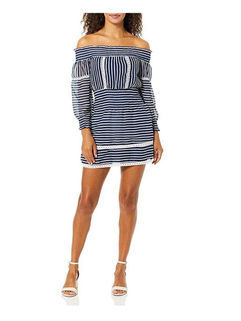 NWT M Parker Blue White Stripped Off Shoulder Dress!!